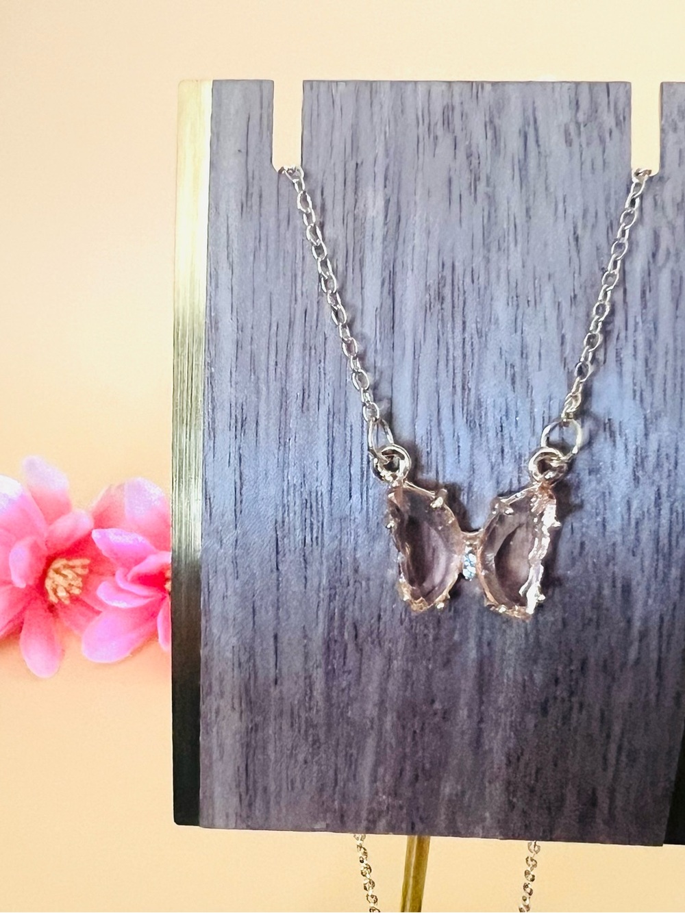 14KGP light orange butterfly pendant & necklace